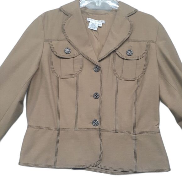 Maggy London Brown Tan Button Up Blazer Women's Size 12 - Picture 4 of 8